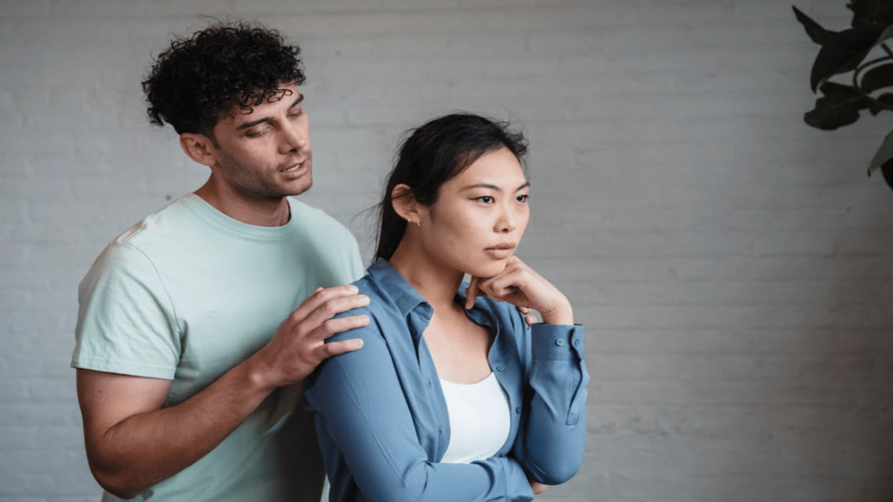 A couple having a serious talk