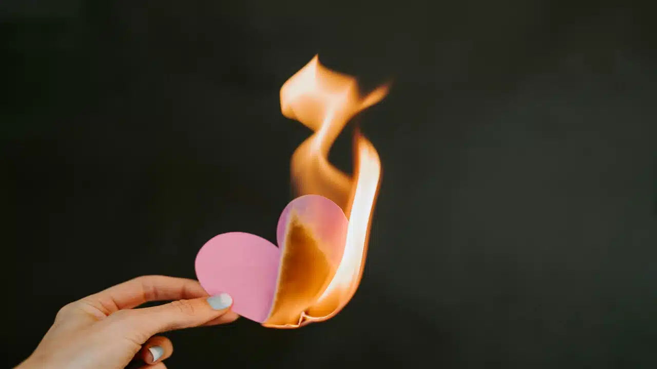 A heart paper on fire