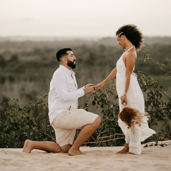 A man proposing to a woman