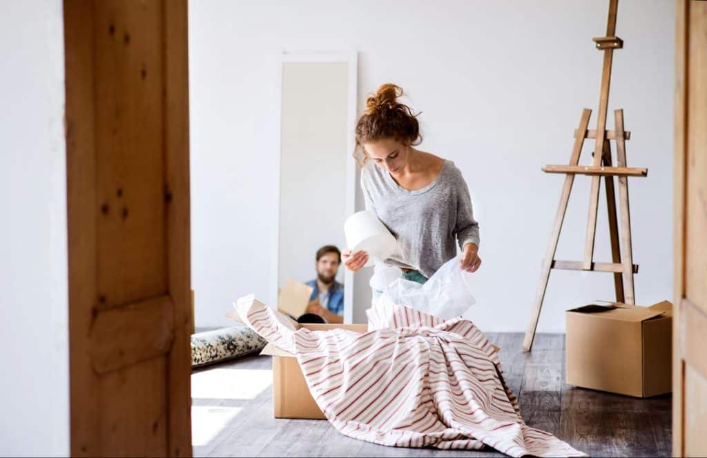 A woman busy with organizing things