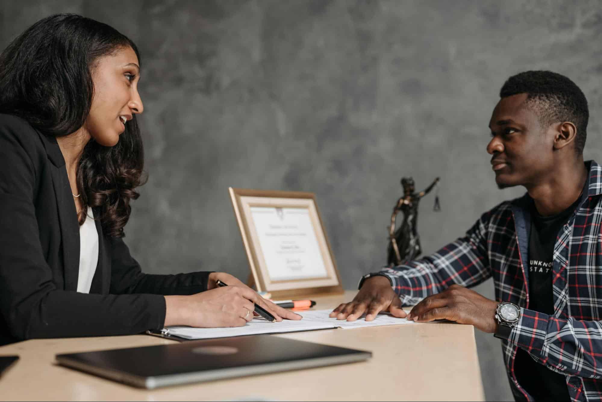 A man and woman having discussion