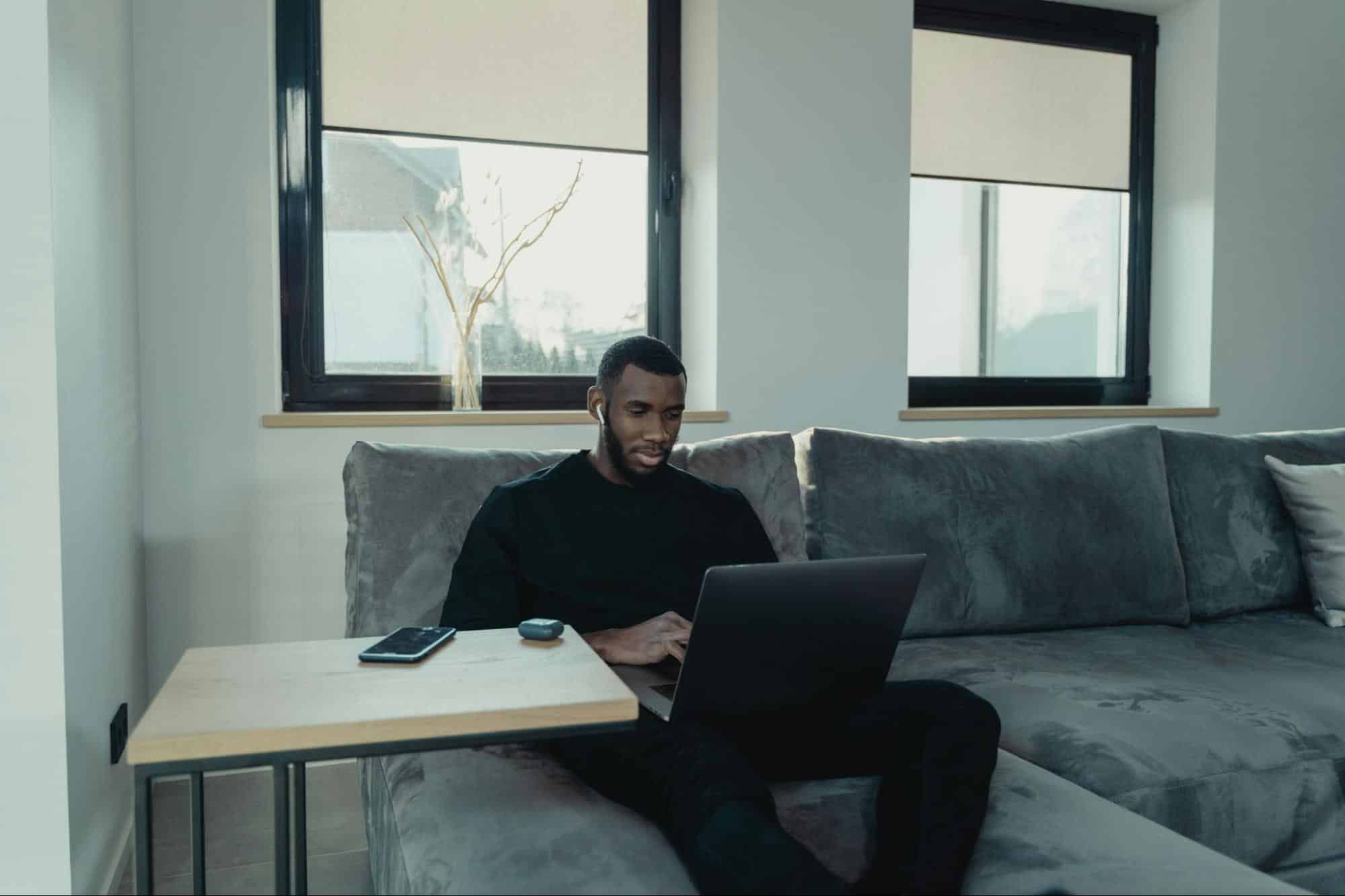 A man working alone