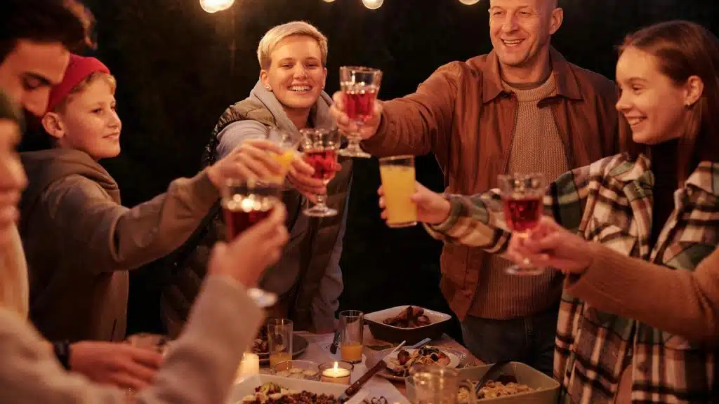 A family toasting.