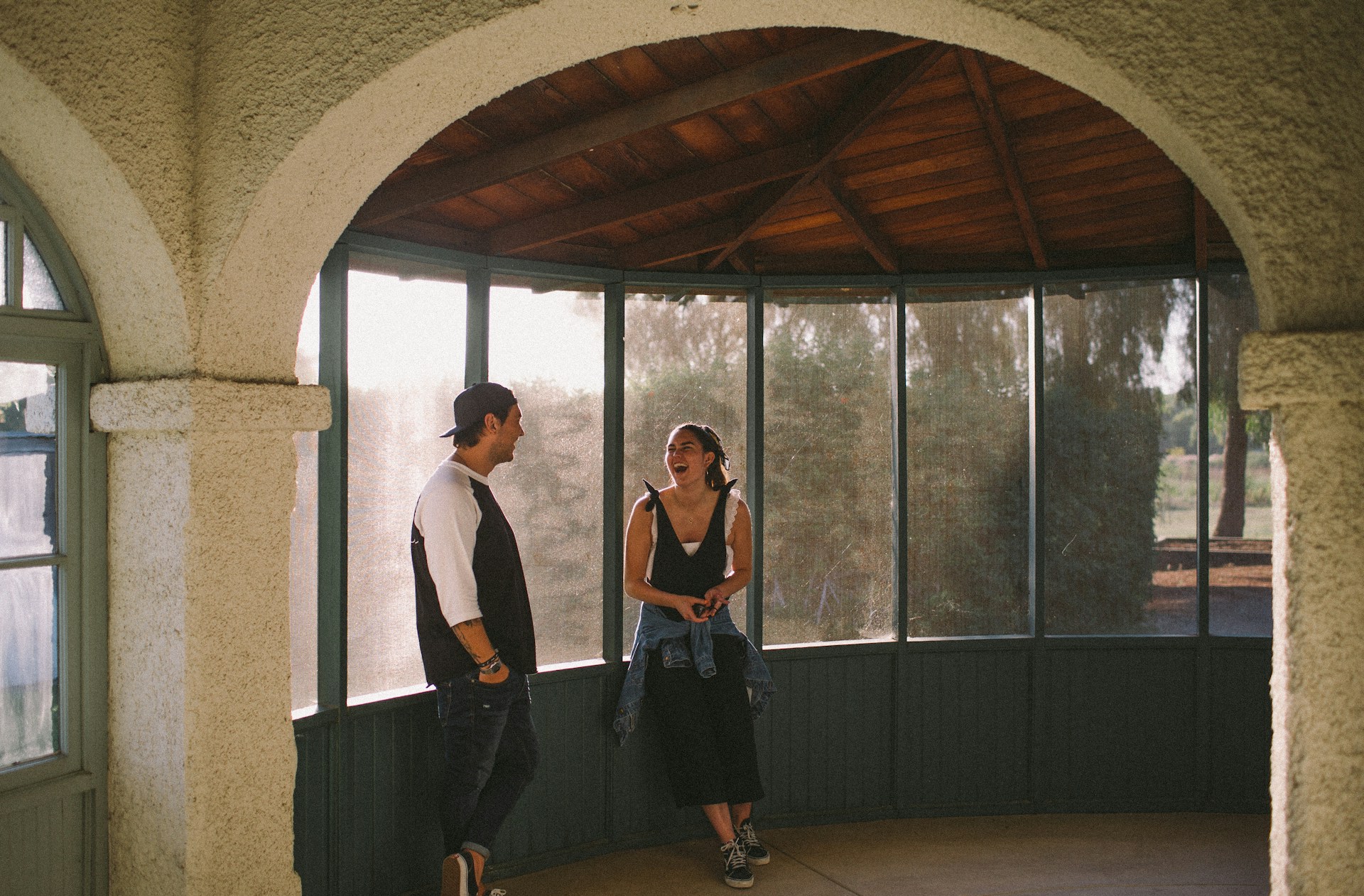 A couple talking.