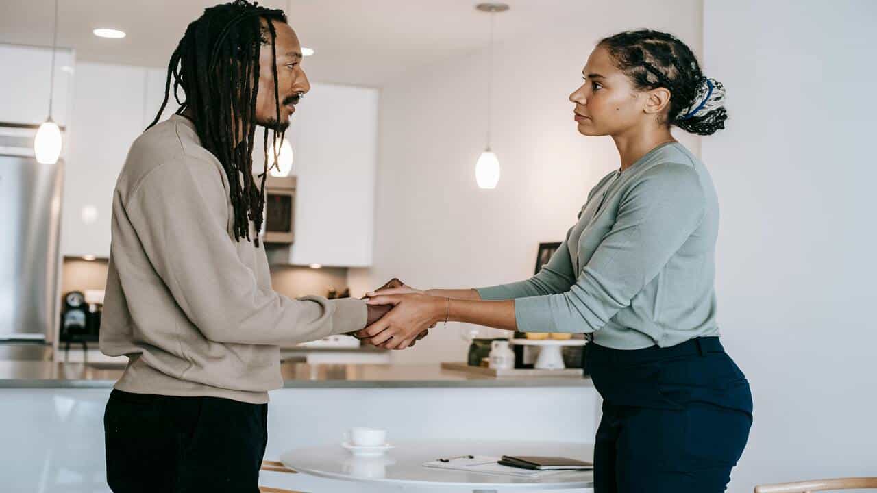 A couple having a serious talk