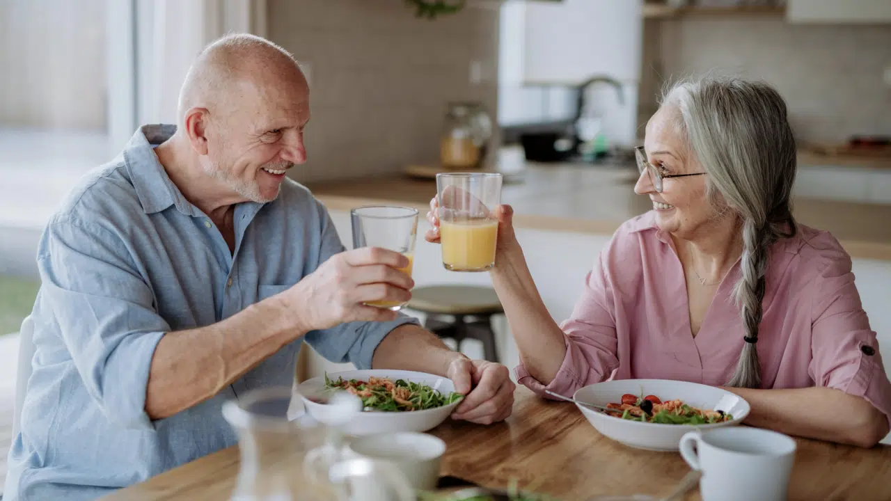 A couple having breakfast together