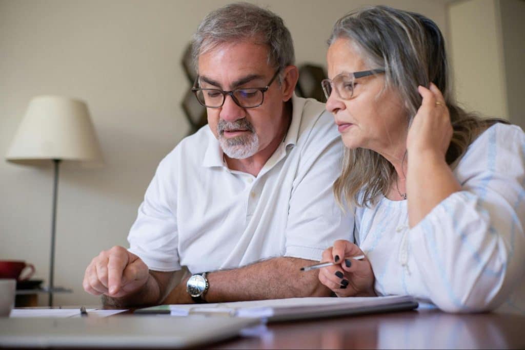 A man and woman talking