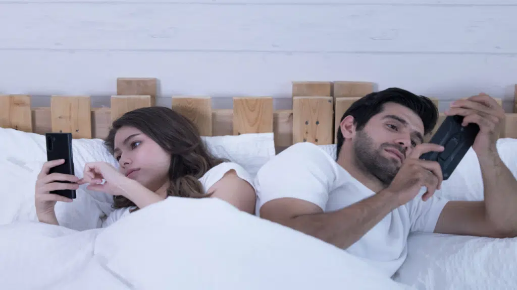 A couple not looking at each other