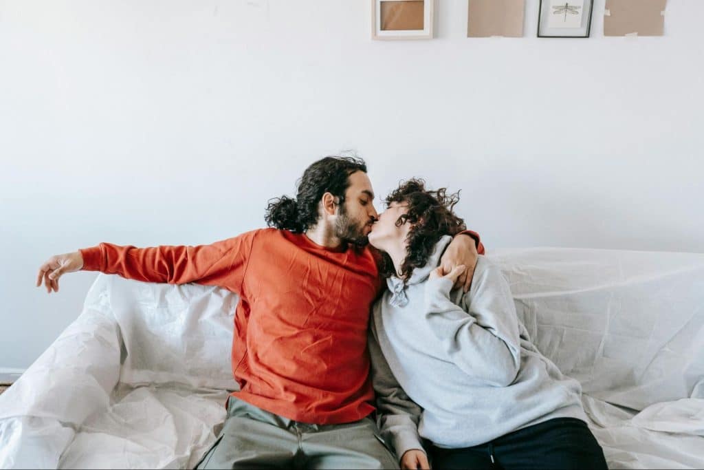A man and woman kissing
