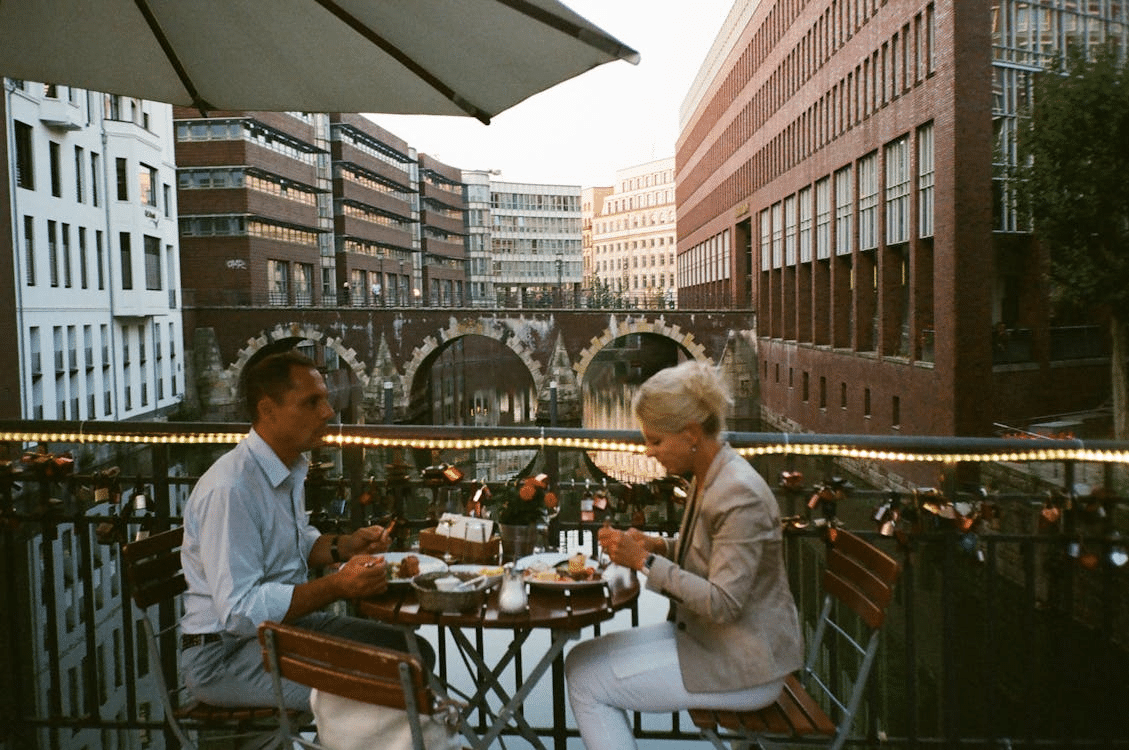 Man and woman having a date in a restaurant