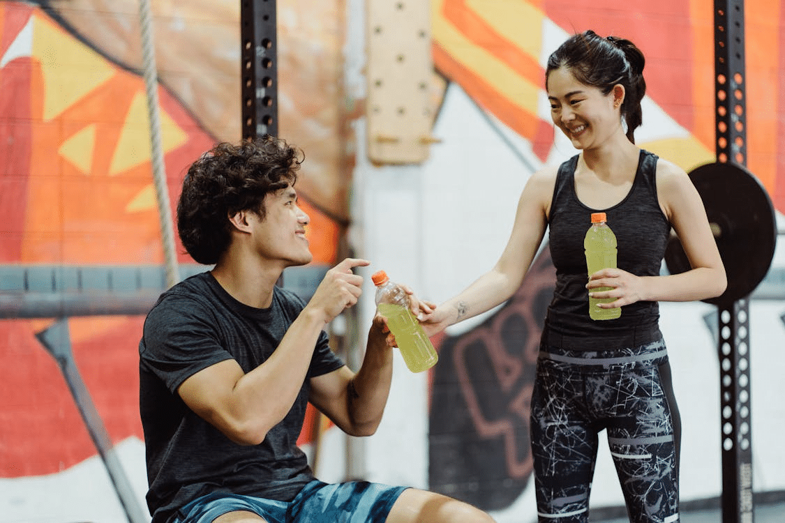 A man and woman having a good time 