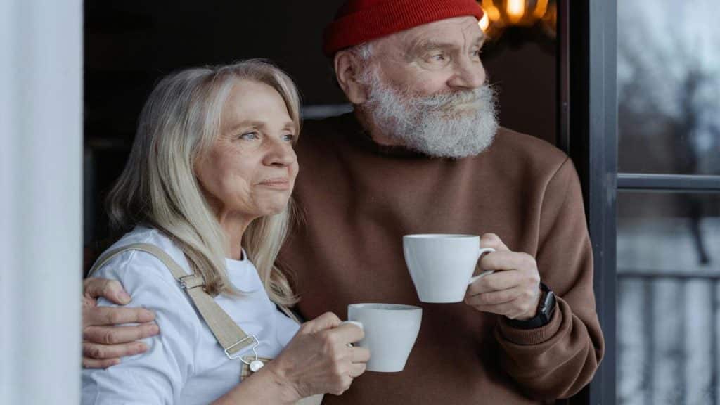 A couple having coffee together