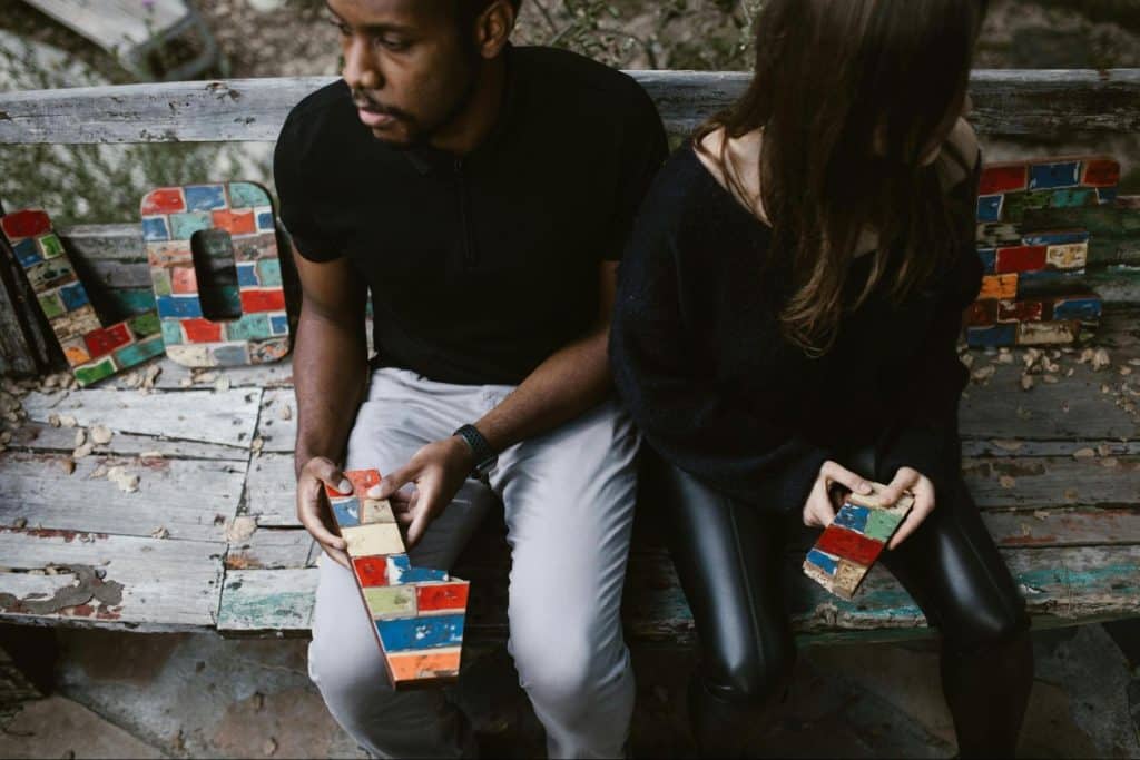 A man and woman sitting