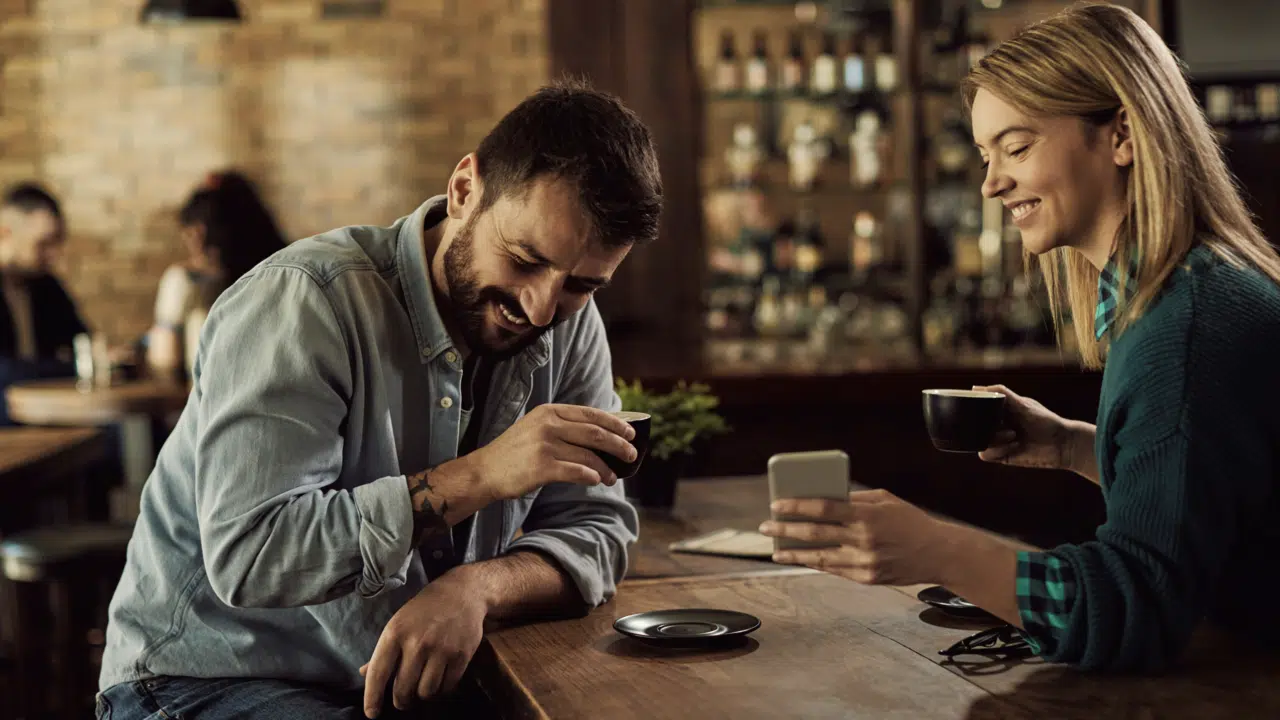 A couple on a coffee date