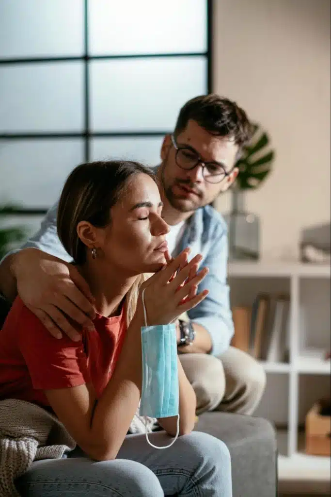 A man trying to talk to a woman