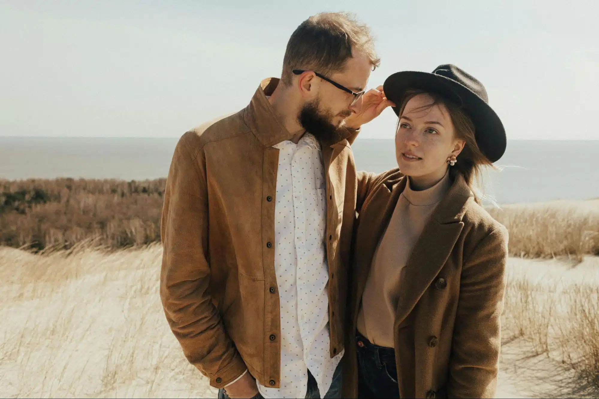 A man looking at the woman