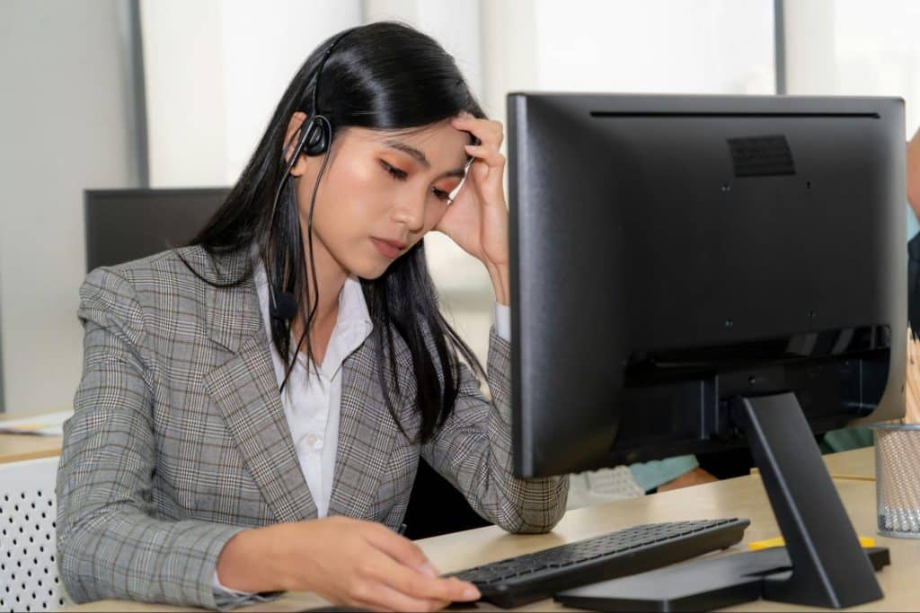 A woman working