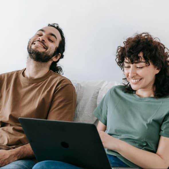 A man and woman happy together