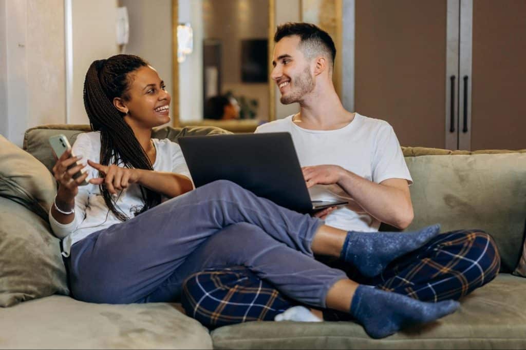 A man and woman at home 