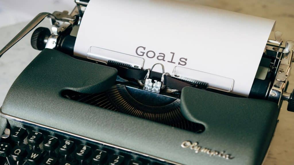 “Goals” on paper coming out of typewriter 