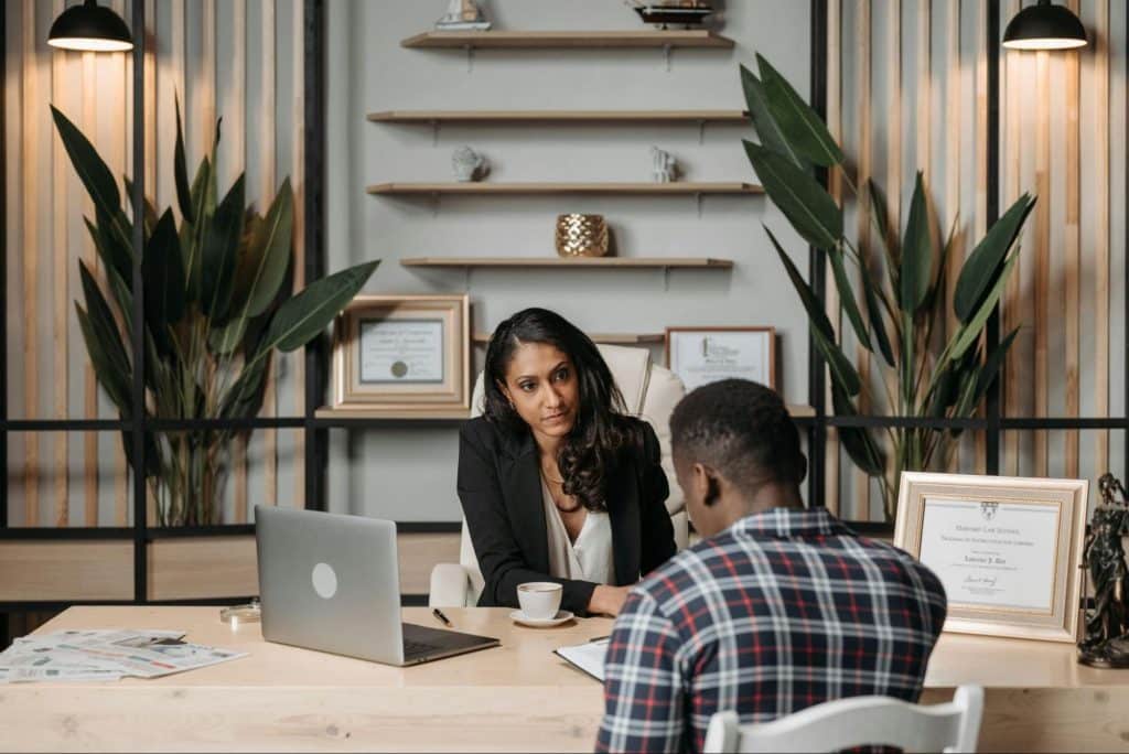 A man and woman having a discussion