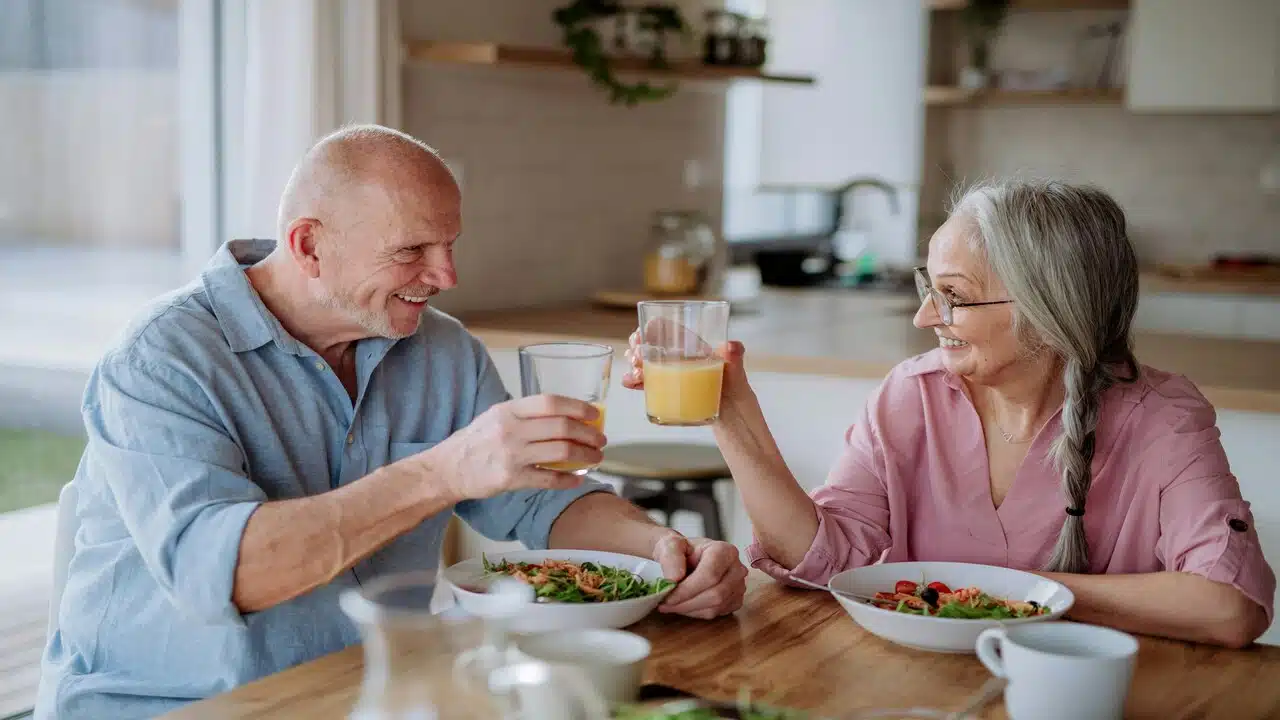 A couple having a meal at home
