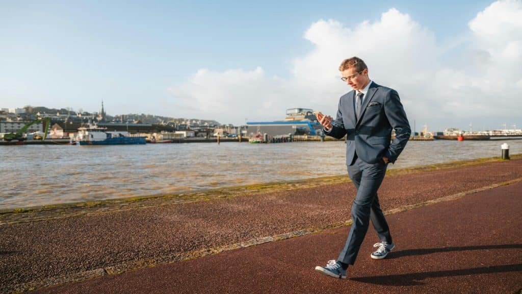 A man walking to work