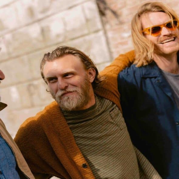 Male friends laughing together