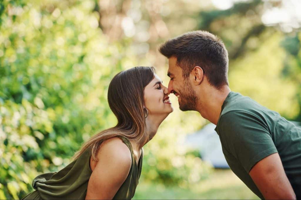 A man and woman close to each other
