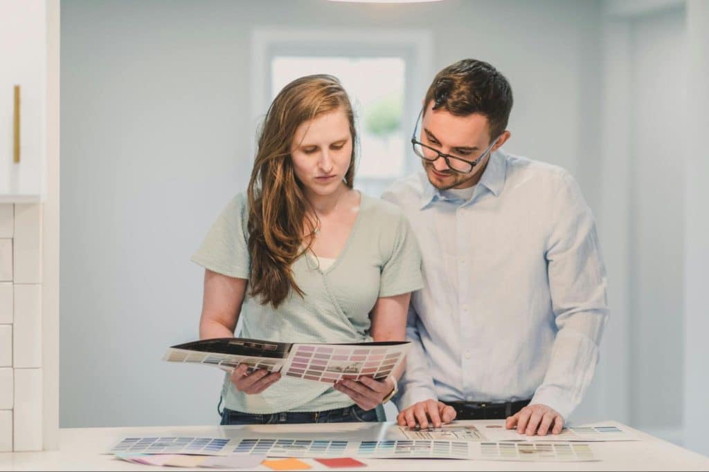 A man and woman discussing something