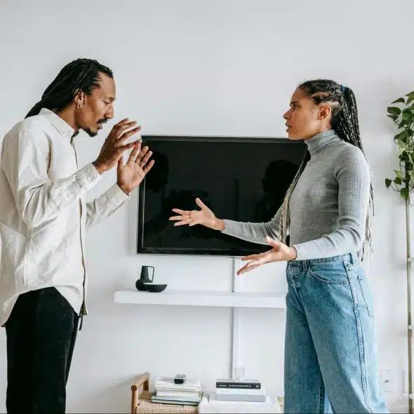 A man and woman arguing