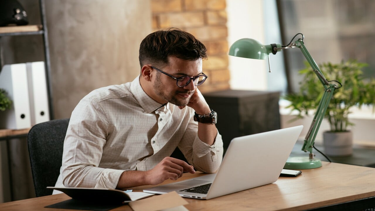 A man working hard in the office