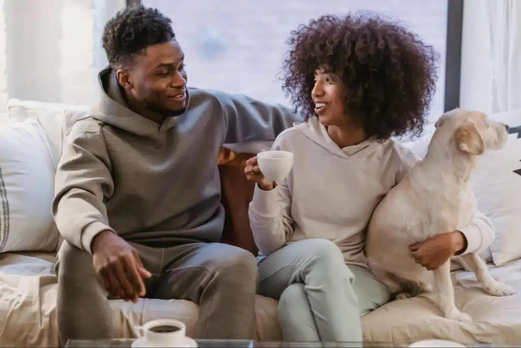 A man listening to woman
