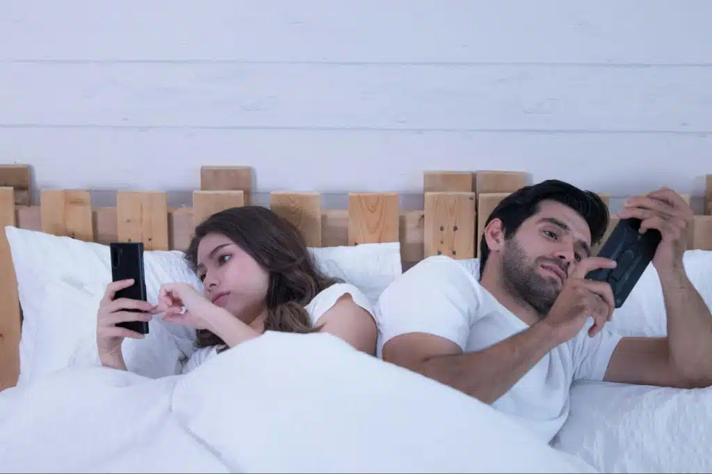 A man and woman not talking