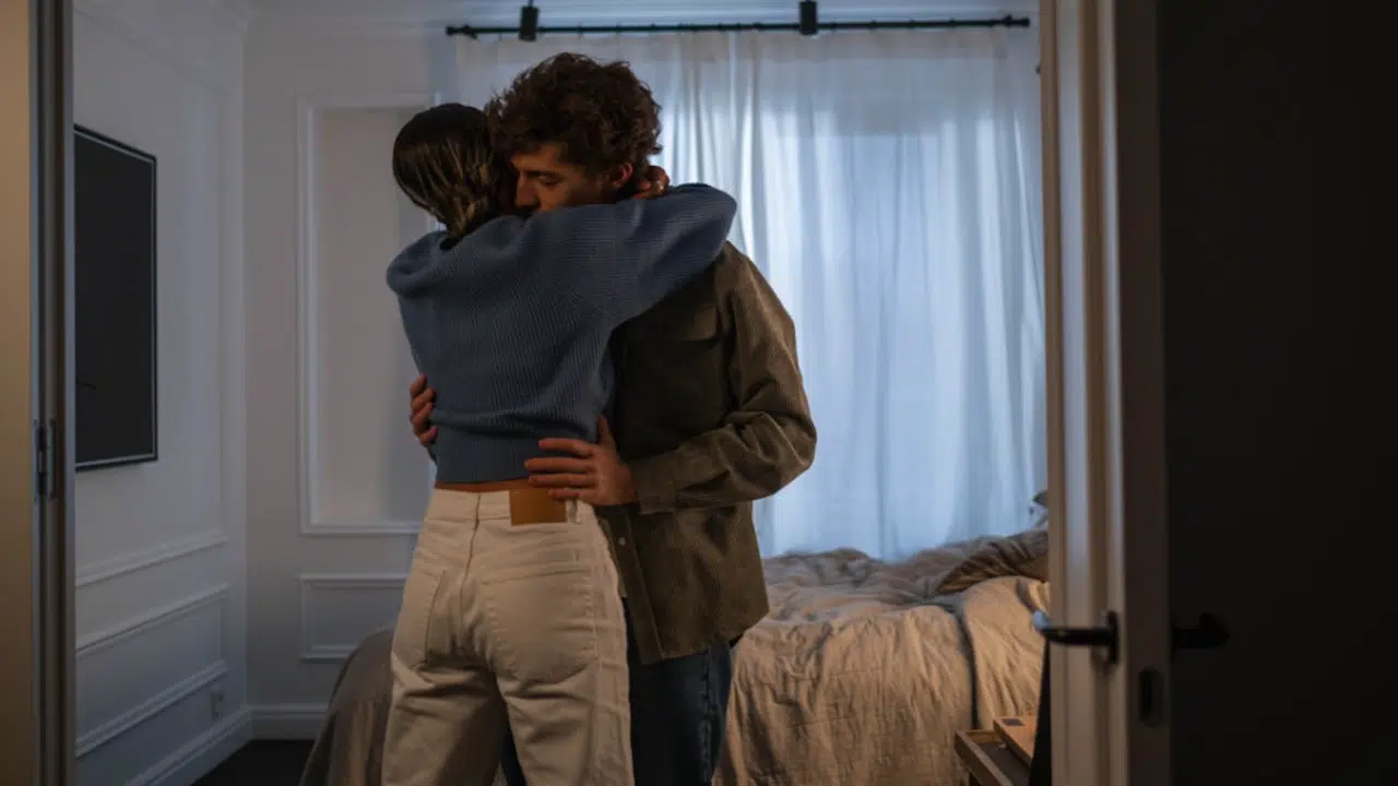 A couple reconciling after a fight