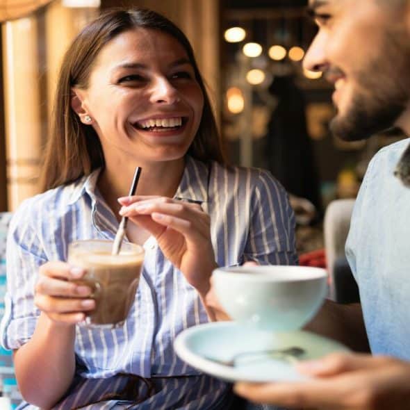 A couple on a coffee date