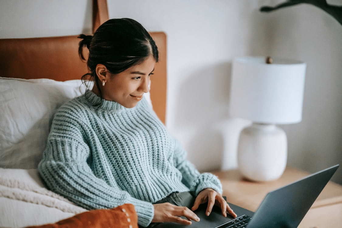 A woman using a laptop