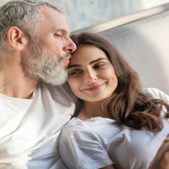 A couple having morning coffee