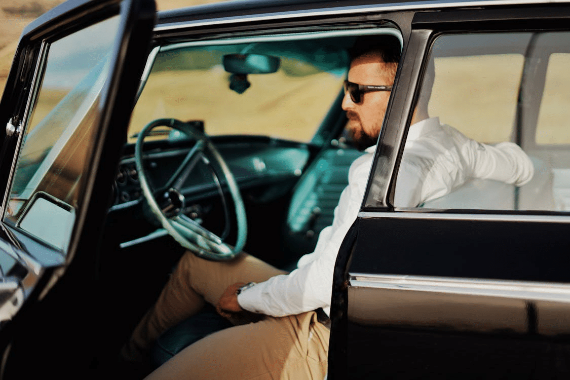 A man in a car