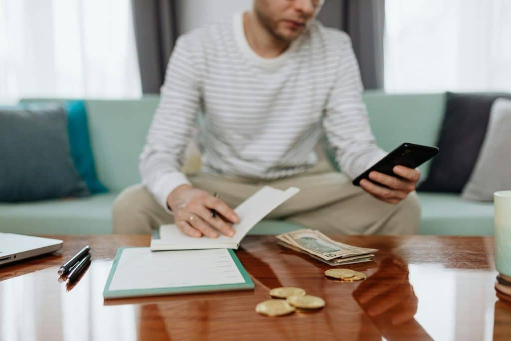 A man doing his budget.