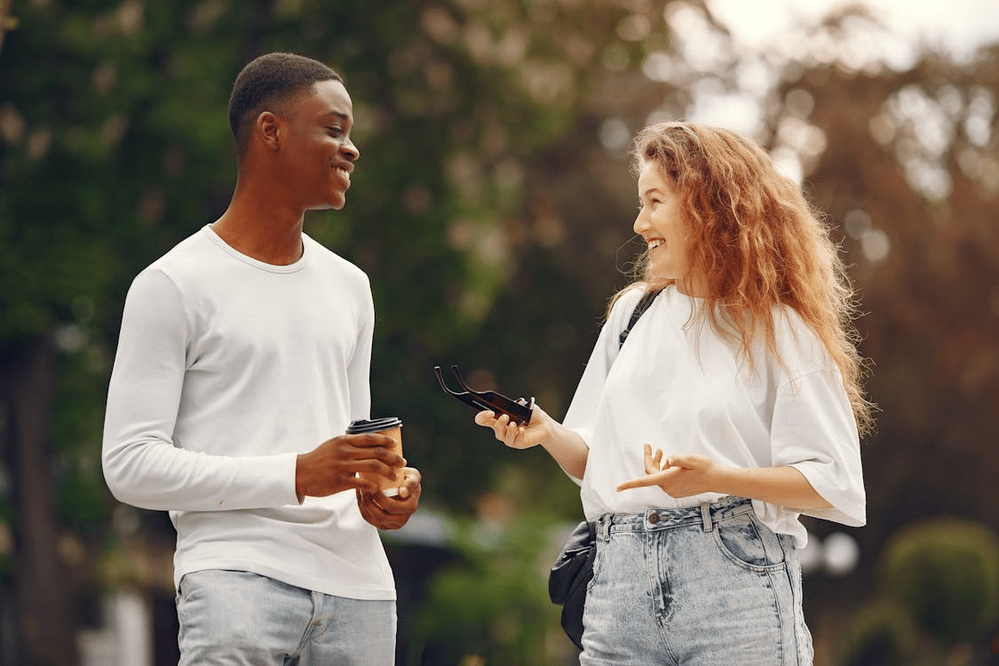 A couple talking