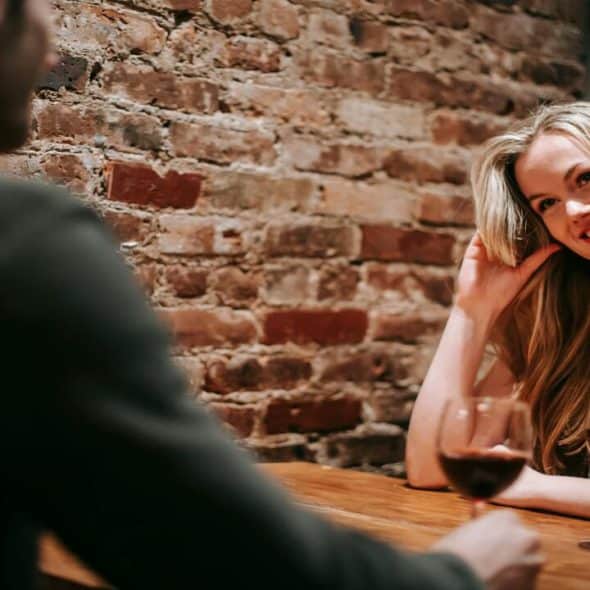 A couple enjoying a romantic date