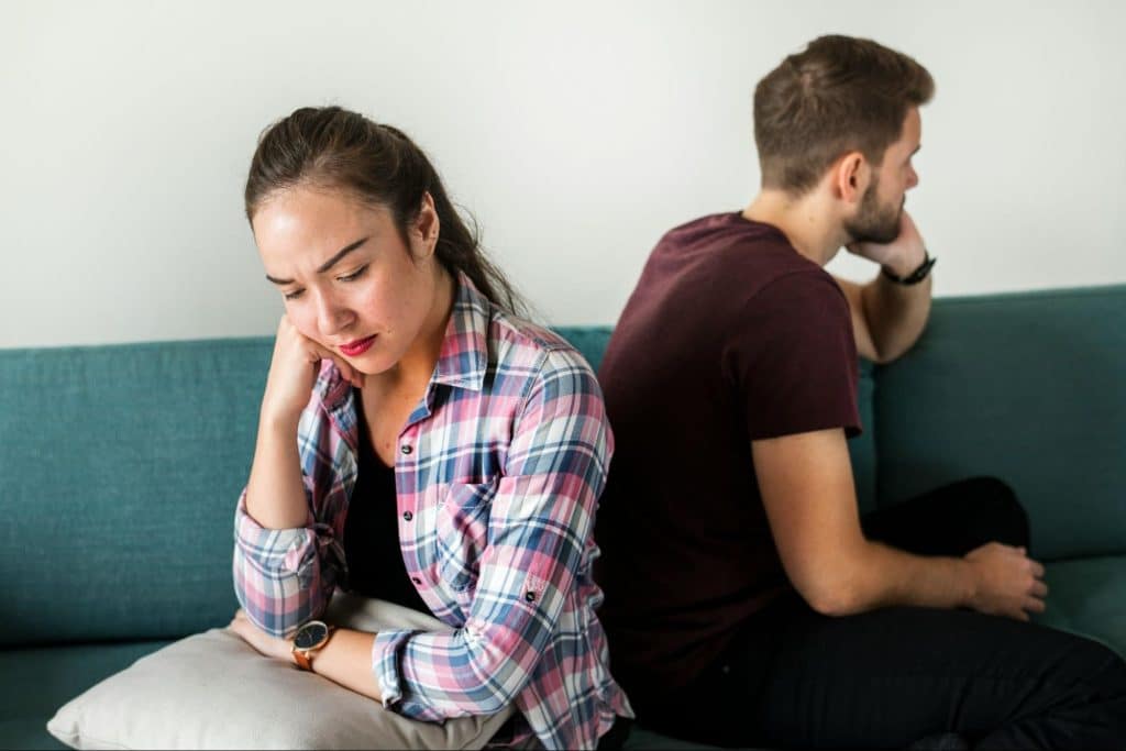 A man and woman not talking to each other
