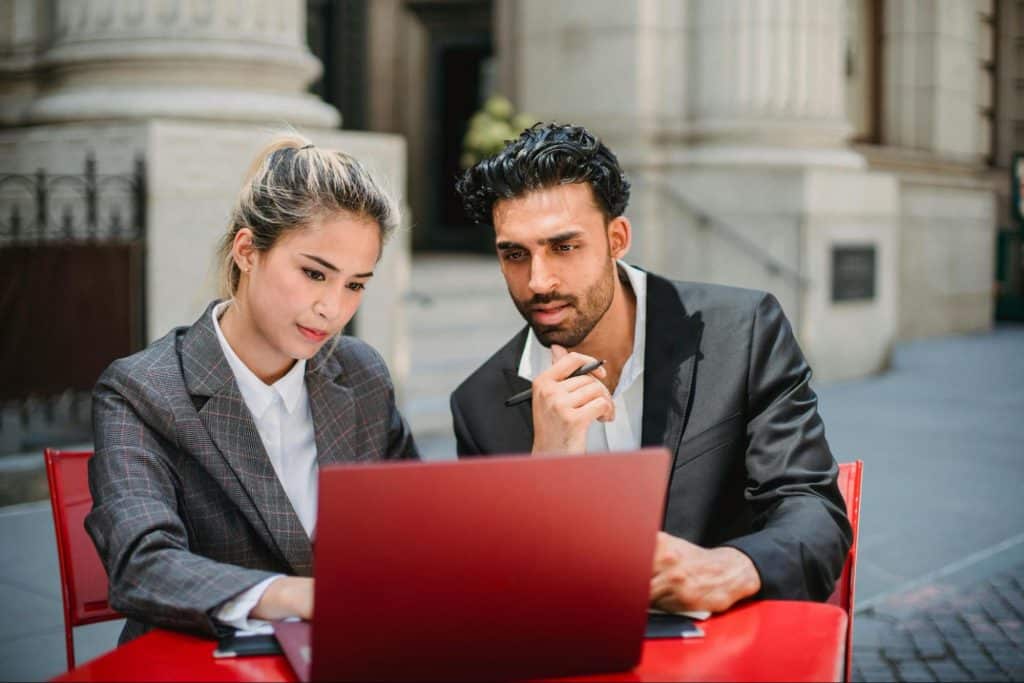 A man and woman working together