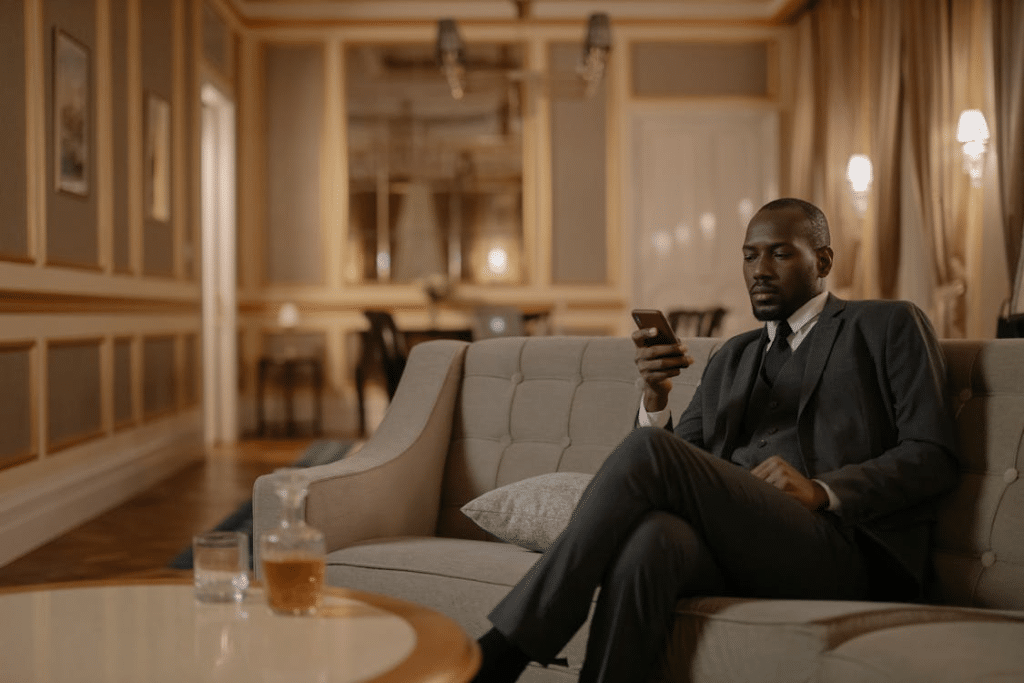 A man texting 