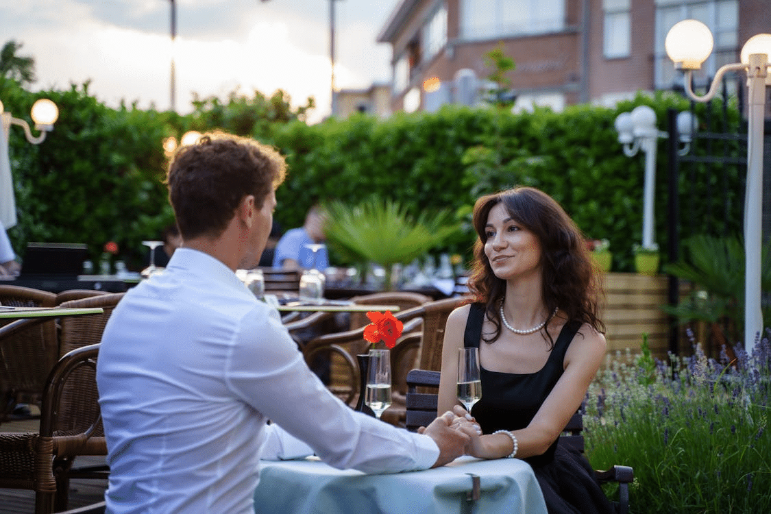 Man and woman having a date in a restaurant