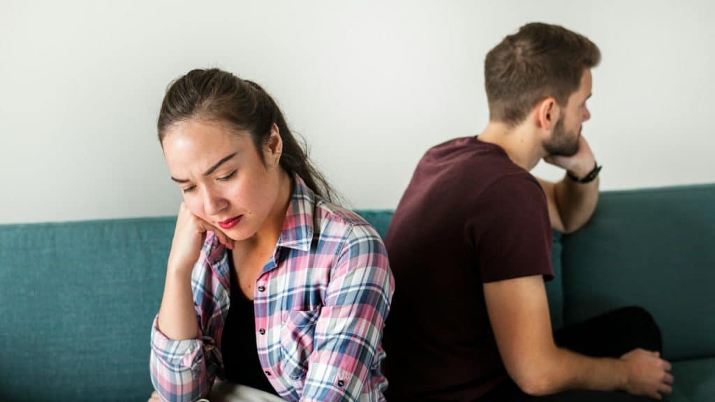 An unhappy not talking to each other.