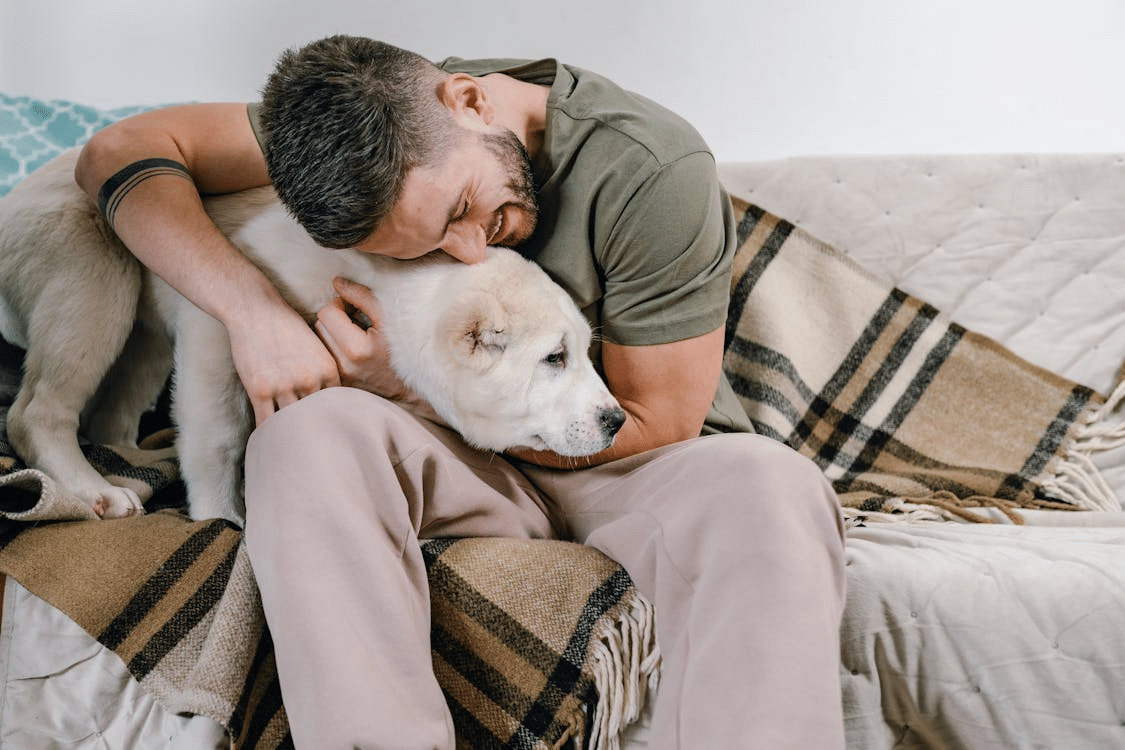 A man with a dog