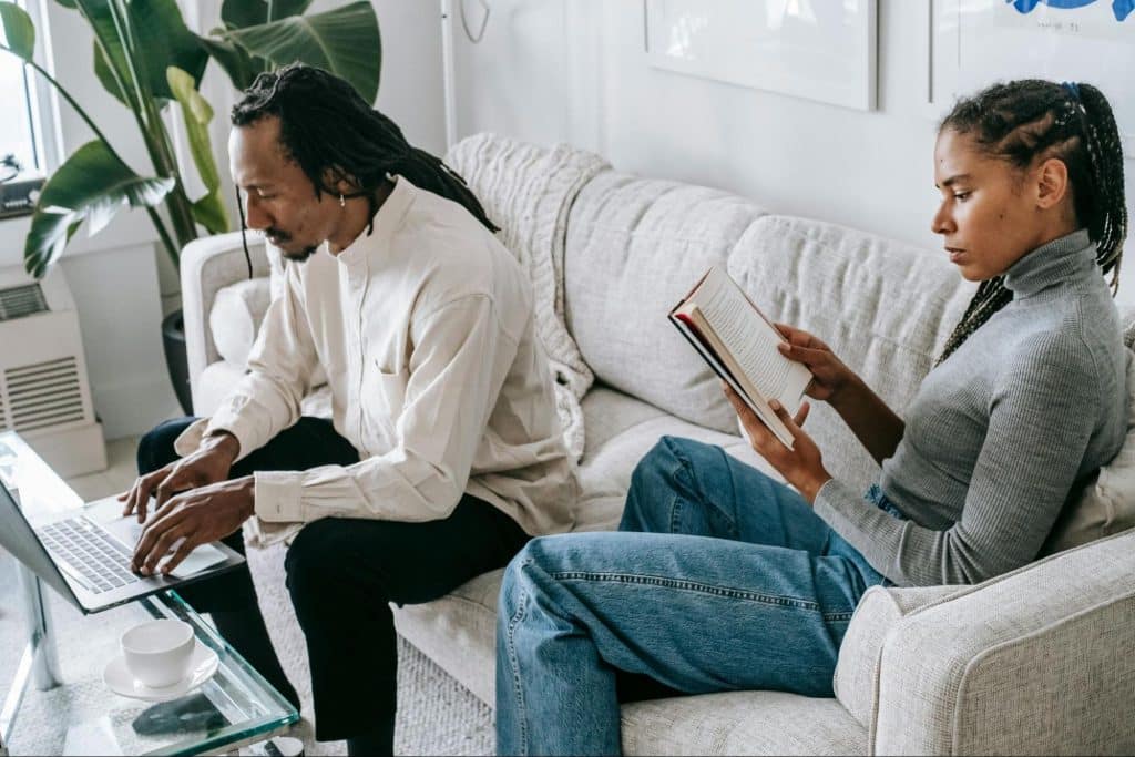 A man and woman not talking to each other