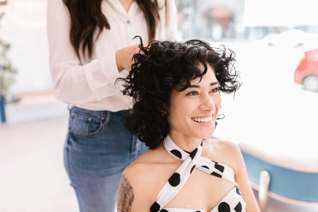 A woman in a hair salon